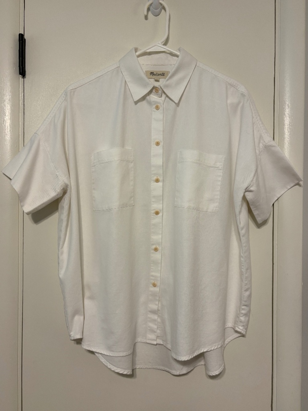 Madewell #C4393 Women's S/S White Cotton Button-Front Courier Shirt Top Blouse M